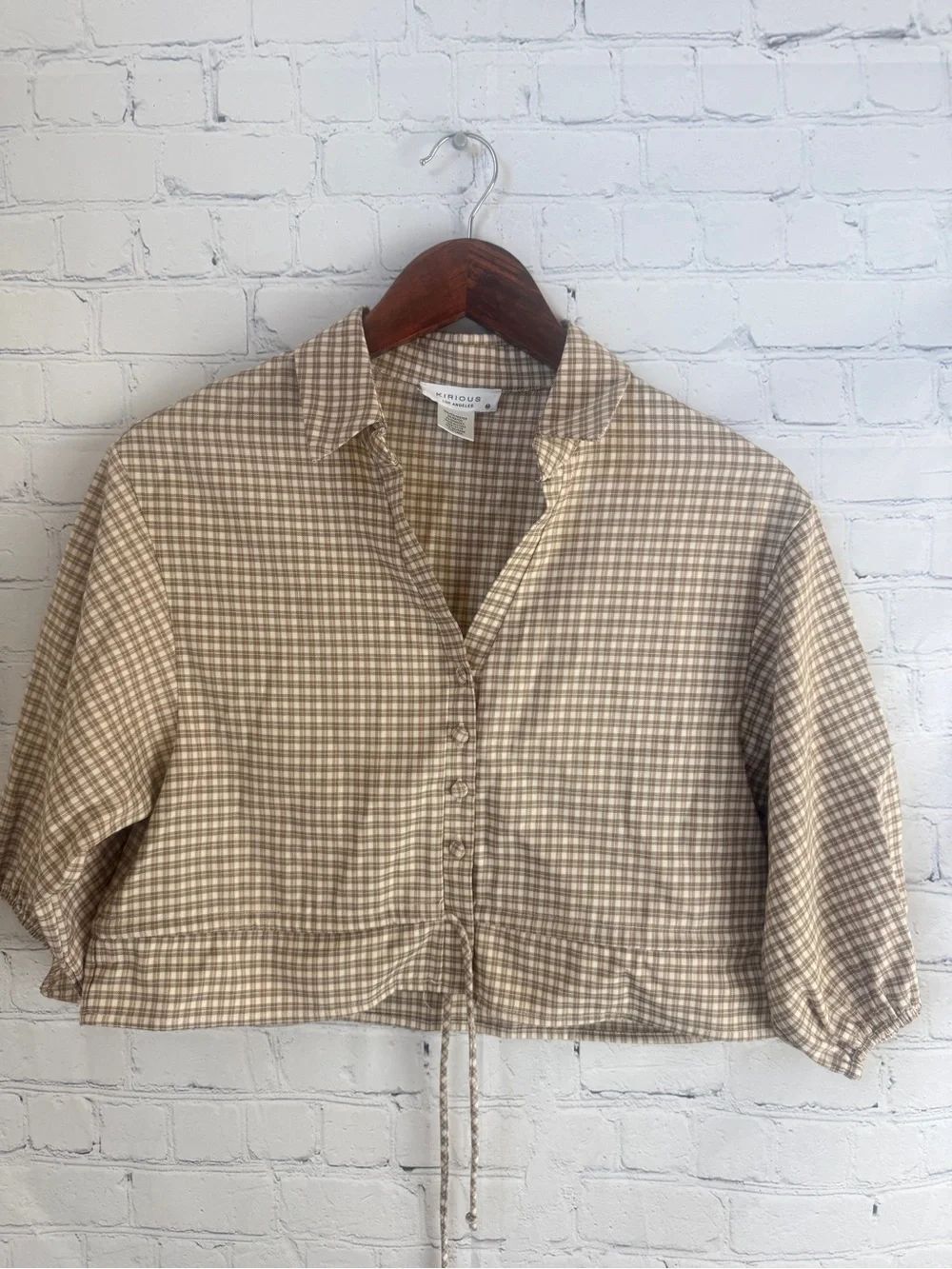 Kirious Los Angeles Beige Gingham Cropped Utility Jacket Medium
